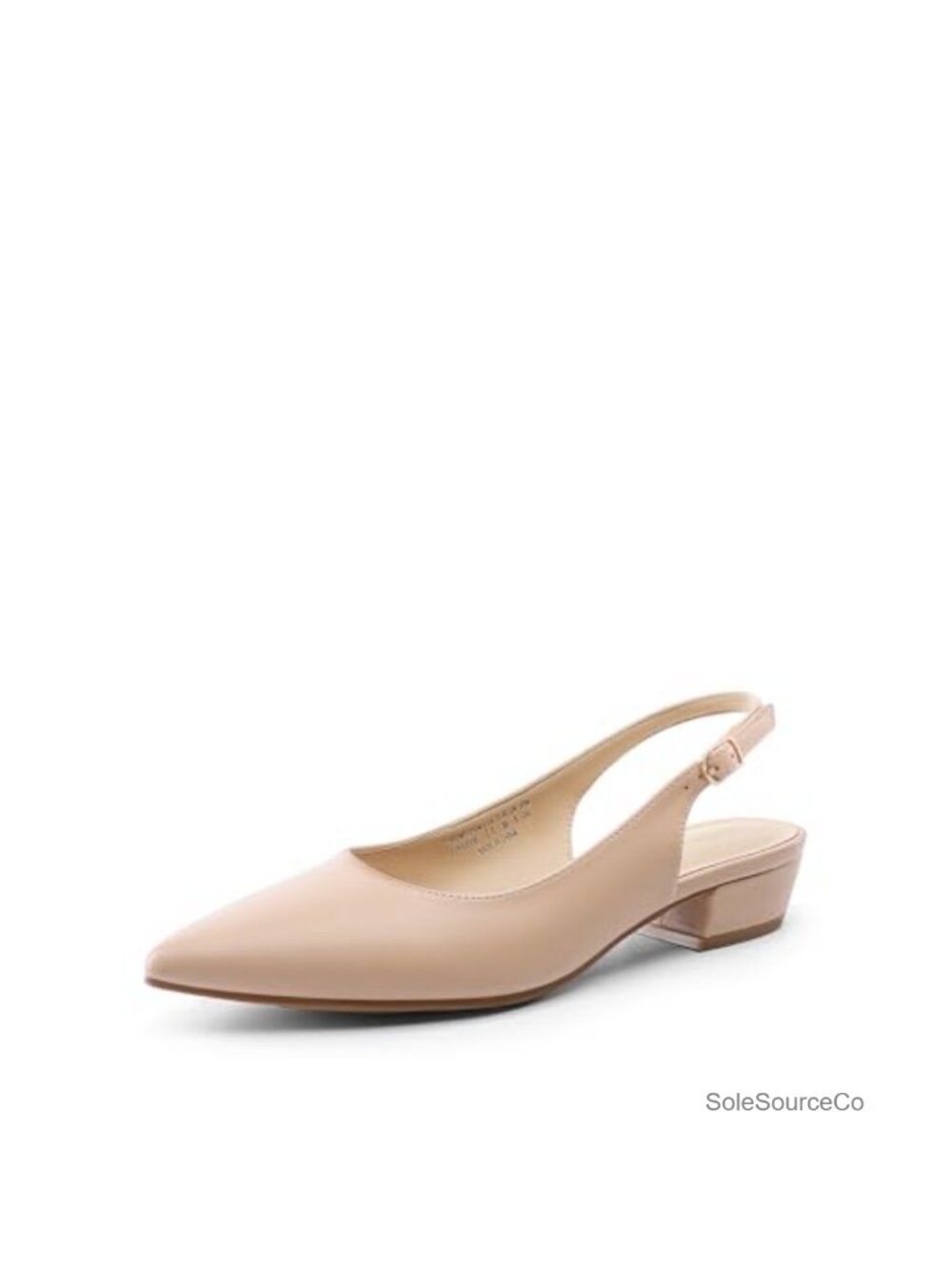 Faux Leather Slingback Block Heels Pumps Pointed Toe Adjustable Heels